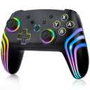 MYSTILUCK Wireless Pro Controller for Switch/Switch 2/Lite/OLED/PC, Gamepad with 7 Color-Changing RGB Lighting/Dual Vibration/6-Axis Gyroscope/Turbo, Ergonomically Designed Precise Joystick