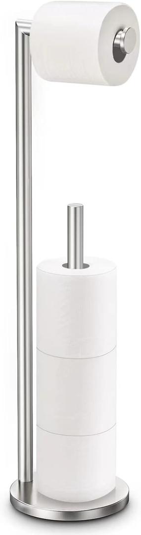 Toilet Paper Holder Stand, Toilet Paper Stand Brushed Nickel, Free Standing Toilet Paper Holder, Toilet Paper Storage by Bathth