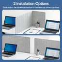 48" Desktop Privacy Screen - Sound Absorbing Felt Panel, Clamp-On Foldable Office Divider for Desk, Silver Gray