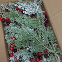 Winlyn 6 Pcs Snowy Artificial Cedar Picks with Red Berries Frosted Faux Cedar Sprays Christmas Cedar Greenery Branches Stems for Christmas Tree Wreath Floral Arrangement Vase Winter Holiday Dcor