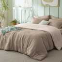 Bedsure Queen Comforter Set, Khaki Beige Soft Prewashed Bedding for All Seasons, 3 Pieces GentleSoft Bed Set, 1 Lightweight Comforter (90"x90") and 2 Pillowcases (20"x26")