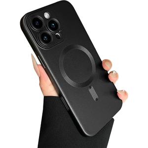 Magnetic Case for iPhone 16 Pro Phone Case for Women, Matte Luxury Soft Metallic Luster Design with Camera Lens Protector, Compatible with Magsafe Case for iPhone 16 Pro 6.3"-Black
