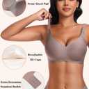 DOCUMO Wireless Bras for Women No Underwire Seamless Full Coverage Push Up Bras with Support and Lift, V Neck Bralette with Bra Extender(Grey,3X-Large) (XXXL)