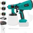 Cordless Paint Sprayer - Handheld HVLP Spray Gun with 21V Lithium Battery,Spray Gun with 3 Nozzles and 3 Patterns,Paint Sprayer for Furniture, Cabinets, Walls Fence, Door, Garden