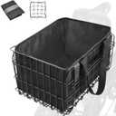 Zacro Bike Basket Front/Rear, Folding Bicycle Basket with Removable Liner Bag, Large Quick Release Design Metal Ebike Basket for Adult Women/Men Carrying Dogs, Pets, Fruit & Grocery