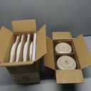 Famiware Milkyway Plates and Bowls Sets, 12 Pieces Dinnerware Sets, Reactive Glaze Dish Set, Stoneware Dishes Set for 4, Matte Beige White