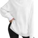 DittyandVibe Women's Long Oversized Sweatshirts Mock Neck Pullover Long Sleeve Side Split Tops with Pocket (White, XL)