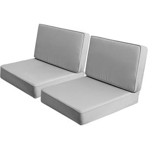 AAAAAcessories Outdoor Deep Seat Cushions, Foam Pillow, Waterproof, Fade-Resistant Patio Furniture Replacement Cushions, 24" x 24" x 5", Set of 2, Gray (24x24-19'' Mid Back-2 Count)