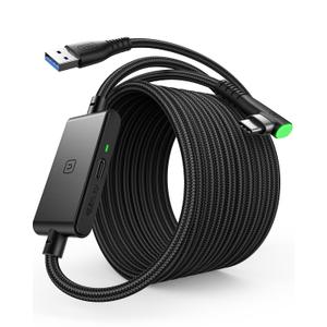 INIU Link Cable with Charging [16ft] for Meta Quest 3s Oculus Quest 3 Quest 2/Pro, Pico 4, PC VR, Steam VR, USB 3.0 High Speed Data Cable, USB C Charger Cord for VR Headset Accessories (Black)