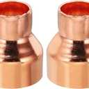 PATIKIL 1 1/4" to 3/4" ID Copper Reducer, 2pcs 99.9% Pure Copper Reducing Coupling Pressure Fitting Pipe Tube Connector Adapter with Sweat Solder Connection for HVAC Refrigeration System