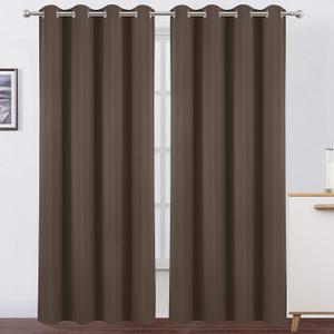 LEMOMO Chocolate Brown Thermal Blackout Curtains/52 x 84 Inch/Set of 2 Panels Room Darkening Curtains for Bedroom (52"W x 84"L (Pack of 2), Chocolate Brown)