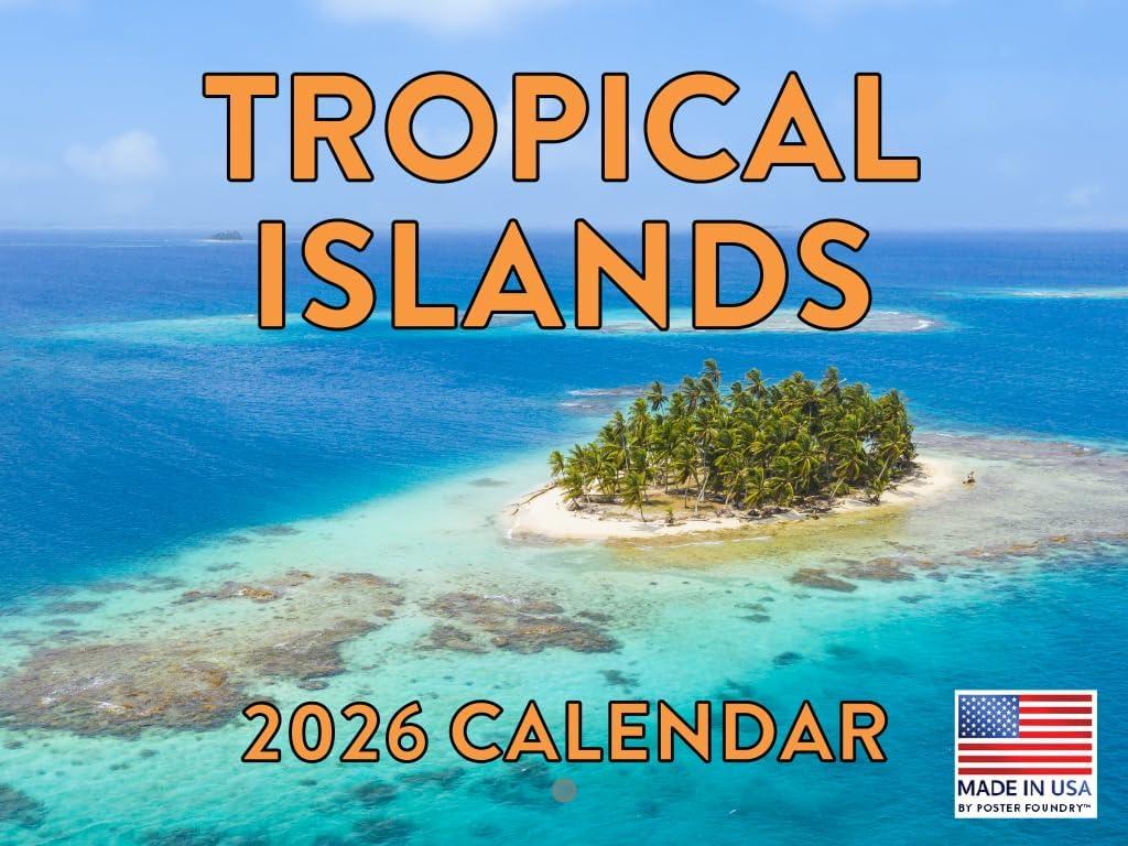 Tropical Island Calendar 2026 Monthly Wall Calender 12 Month | American Made In The USA