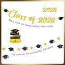 Graduation Decorations Class 2026 Grad - 26 Pcs Black Gold Graduations Caps Banners Balloons Table Honeycomb Centerpieces Haing Swirls Party Supplies for Senior High School College Congrats Decor