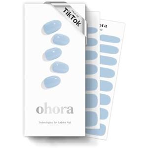 ohora Semi Cured Gel Nail Strips (N Cream Sky) - Blue, Solid, Works with Any UV/LED Lamps, Salon-Quality, Long Lasting, Easy to Apply & Remove - Includes 2 Prep Pads, Nail File & Wooden Stick ohora Semi Cured Gel Nail Strips (N Cream Sky) - Blue, Solid, Works with Any UV/LED Lamps, Salon-Quality, Long Lasting, Easy to Apply & Remove - Includes 2 Prep Pads, Nail File & Wooden Stick
