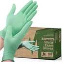 FifthPulse Biodegradable Disposable Nitrile Gloves, 150 Count, Green Food Safe Cooking Gloves - Powder and Latex Free Gloves, M