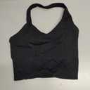 Women's Halter Crop Top V Neck Workout Going Out Tank Top Hazel Padded Sleeveless Backless Trendy Summer Camisole S
