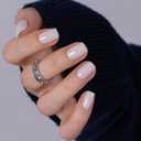 CurvLife Press on Nails Short Square Acrylic Fake Nails with Apricot Design Full Cover False Nails Glossy Nude Glue on Nails Artificial Stick on Nails for Women (Clean Milky Nude)