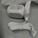 TESSAN Surge Protector Power Strip Tower, Flat Plug Extension Cord 10 Ft with 8 AC Multiple Outlets 4 USB Ports (1 USB C), 1050J Protection Desk Charging Station for Home, Office Supplies, Dorm Room (Square Bottom, Grey)