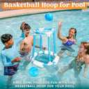 Sloosh Pool Basketball Hoop Set, Floating Basketball Pool Game, Swimming Floats Toys with Balls Pump, Summer Outdoor Water Play Toy for Kids and Adults (Blue)