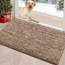 REFETONE Indoor Doormat, Front Door Mat 20"x32" Absorbent Rubber Backing Non Slip Door Mats, Washable Low-Profile Inside Floor Mat Door Rugs for Entryway, Resist Dirt Mud Mat for Dogs, Coffee/Brown