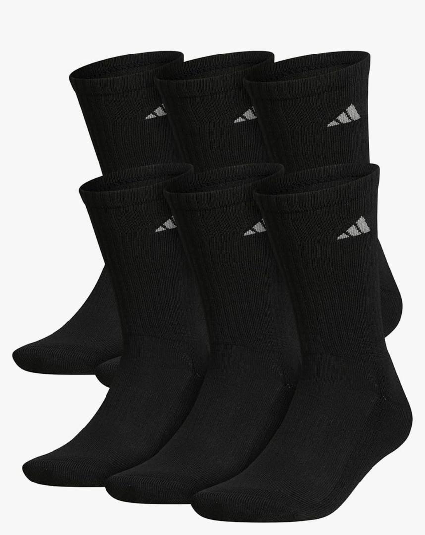 adidas Men's Athletic Cushioned Crew Socks (6 Pairs) Durable & Comfortable