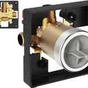 R10000-UNBXHF Universal Shower Rough-In Valve Body,Compatible with Delta MultiChoice 13 14 17 17T Shower Tub Single or Dual Function Trim Kit, 3 Port 1/2 Inch Connection,High Flow Without Stops,Brass