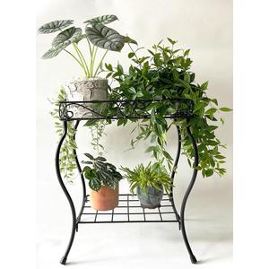 2 Tier 18.7'' Tall Rectangular Metal Plant Stand Rack for Small Pot Plants,Black