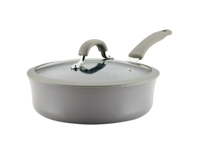 Rachael Ray Cook + Create Nonstick Sauté Pan with Lid, 3 Quart, Gray