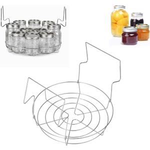 Stainless Steel Canning Rack, Steamer Canning Jar Rack with Foldable Contoured Handles, Hot Water Canner Rack, Canning Jar Rack for 8 Mason Jars of 16 Fluid Ounces for Home Kitchen Use