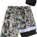 Boys Swim Trunks 2-16 Years Compression Liner Swimsuit Shorts fo Kids Quick-Dry Stretch Swimming Trunks (Includes Swim Cap)