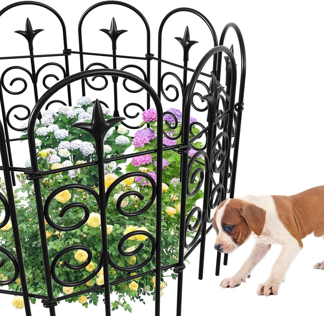 AMAGABELI GARDEN & HOME 8 Panels 32in(H)10ft(L) Decorative Garden Fences and Borders for Dogs Pre-Linking Panels No Dig Garden Edging Border Fence for Animal Barrier Fencing for Flower Bed Yard Patio