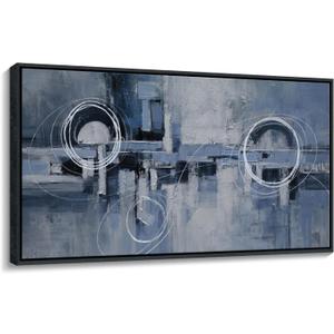 YDYSUNE Extra Large Framed Abstract Wall Decor for Living Room Blue and White Canvas picture Minimalist Wall art Modern Artwork Painting for Bedroom,Office Decoration 2958inch