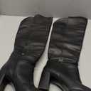 Modatope Knee High Boots Women Fold Over Knee High Boots Chunky High Heels Long Boots Zipper Pointed Toe Dress Tall Boots for Women (10, Black Pu)