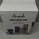 LITOPAK 100 Pack 20 oz Disposable Paper Coffee Cups with Lids for Coffee, Water, Juice, or Tea, Blue and Gray Hot Paper Cups for Home, Restaurant, Store, and Cafe