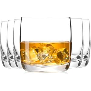 Whiskey Glasses Set of 6, Premium Crystal Bourbon Glass, 10.5 oz Drinking Glasses for Scotch, Cocktail, Whisky and Juice, Transparent Rocks Glasses, Dishwasher Safe Glassware, Gifts for Fathers