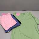 4 Pack Women's Half Sleeve Shirts V Neck Tops Elbow Length Loose Fit Straight Hem T Shirts Casual Summer Tees Size M