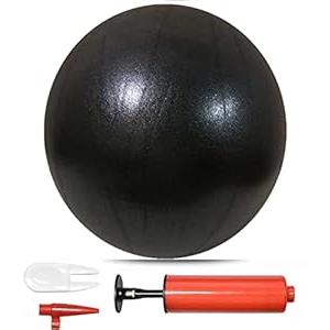 JUFANGFIN Pilates Exercise Ball for Yoga, Barre, Fitness & Physical Therapy Mini Squishy Balance Ball for Home Workouts Includes Pump for Easy Inflation(Black)