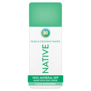 Native Mineral Sunscreen Spray SPF 30, Pear & Coconut Water Scent, with 100% Mineral Zinc Oxide for Face & Body, Hawaii Compliant, Vegan, No White Cast - 7 oz