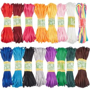 PH PandaHall 3mm Satin Nylon String 16 Colors Rattail Silk Cord 160 Yards Silk Bracelet String Beading String for Friendship Bracelet Necklace Chinese Knot Macram Trim Dream Catchers Braid Hair