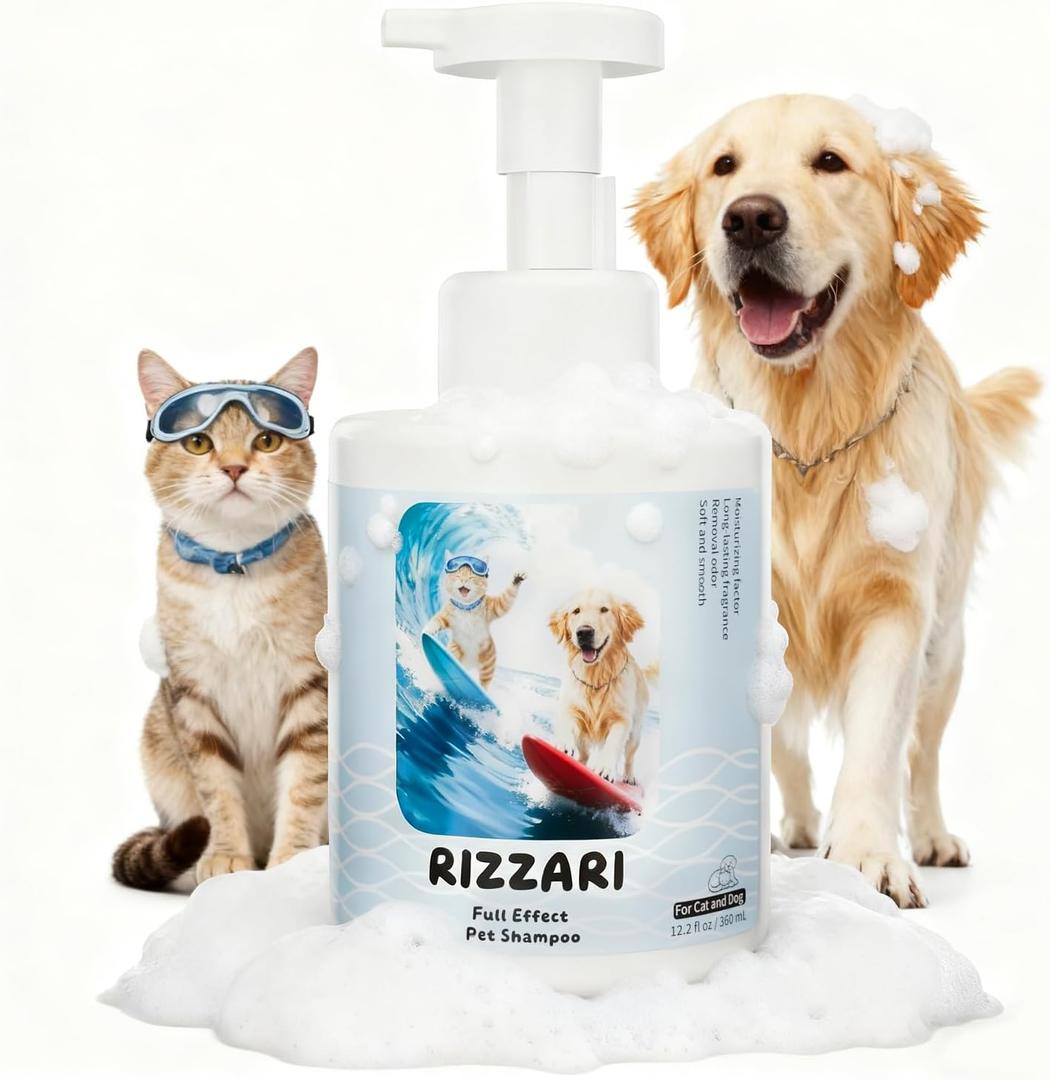 2 x RIZZARI Full Effect Pet Shampoo: for Balanced Skin & Strong Fur - Reduces Shedding and Itching - Long Lasting Freshness Home Grooming