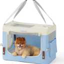 Lesure Collapsible Travel Dog Crate for Small Dogs, Portable Soft Dog Crate for Outdoor & Indoor, Folding Fabric Dog Kennel with Handle, 24 Inch Heavy Duty Pet Carrier (Blue)