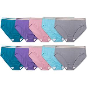 Fruit of the Loom Women's Eversoft Cotton Underwear Multipacks, Tag Free & Breathable, 11 Plus (Hi Cut)