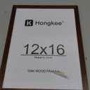 Hongkee 12x16 Oak Wood Picture Frame, Display Photos 11 x 14 with Mat or 12 x 16 without Mat - Tempered Glass Cover, Horizontal and Vertical Display for Wall Mounting (Walnut, Set of 1)