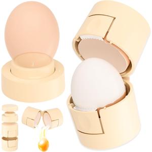 Egg Shell Opener with Piercer, 2 in 1 Hard Boiled Egg Peeler, Cute Egg Cracker for Raw Eggs, Egg Separator for Home Kitchen Gadgets Tool, Beige