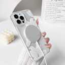4 x NITITOP Compatible with iPhone 14 Pro Max Case Clear Magnetic Compatible with MagSafe Cute Lily Flowers Floral for Women Girls Hard PC Back Shockproof Protective Phone Cover - White