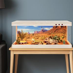 Royxen Bearded Dragon Tank, 82 Gallons Tempered Glass Reptile Terrarium with Metal Mesh Top, 3-Side Clear Anti-Scratch Glass Lizard Tank for Reptile Habitat (Oak, 48" Length)