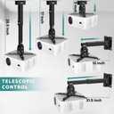 Projector Ceiling Mount with Extension Pole, Wall Projector Mount Height Adjustable, 3-in-1 Bracket for Most Projectors,Video, 44lb, Home & Office Installation (Black)