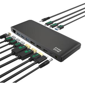 Minthouz 12-in-1 Docking Station with 100W Charging, Triple Display Dual 4K Support, 1000Mbps LAN Port, Laptop Docking Station, 4X USB-A (1x 10Gbps), 2X USB-C, Compatible with Windows, Mac, Chrome