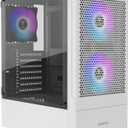 GAMDIAS White RGB Gaming ATX Mid Tower Computer PC Case with Side Tempered Glass and Excellent Airflow Design & 3 Built-in 120mm ARGB Fans