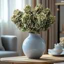 Ttranewsoo Green Hydrangea Artificial Flowers,Fake Fall Flowers Silk Hydrangea with Stems,Fall Faux DIY Floral for Table Vase,Hydrangeas Bouquet Indoor and Outdoor Decoration 24" Green 8pcs No Vase